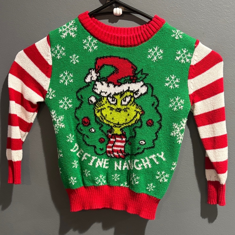 Kids Grinch Christmas Sweater - Red and Green